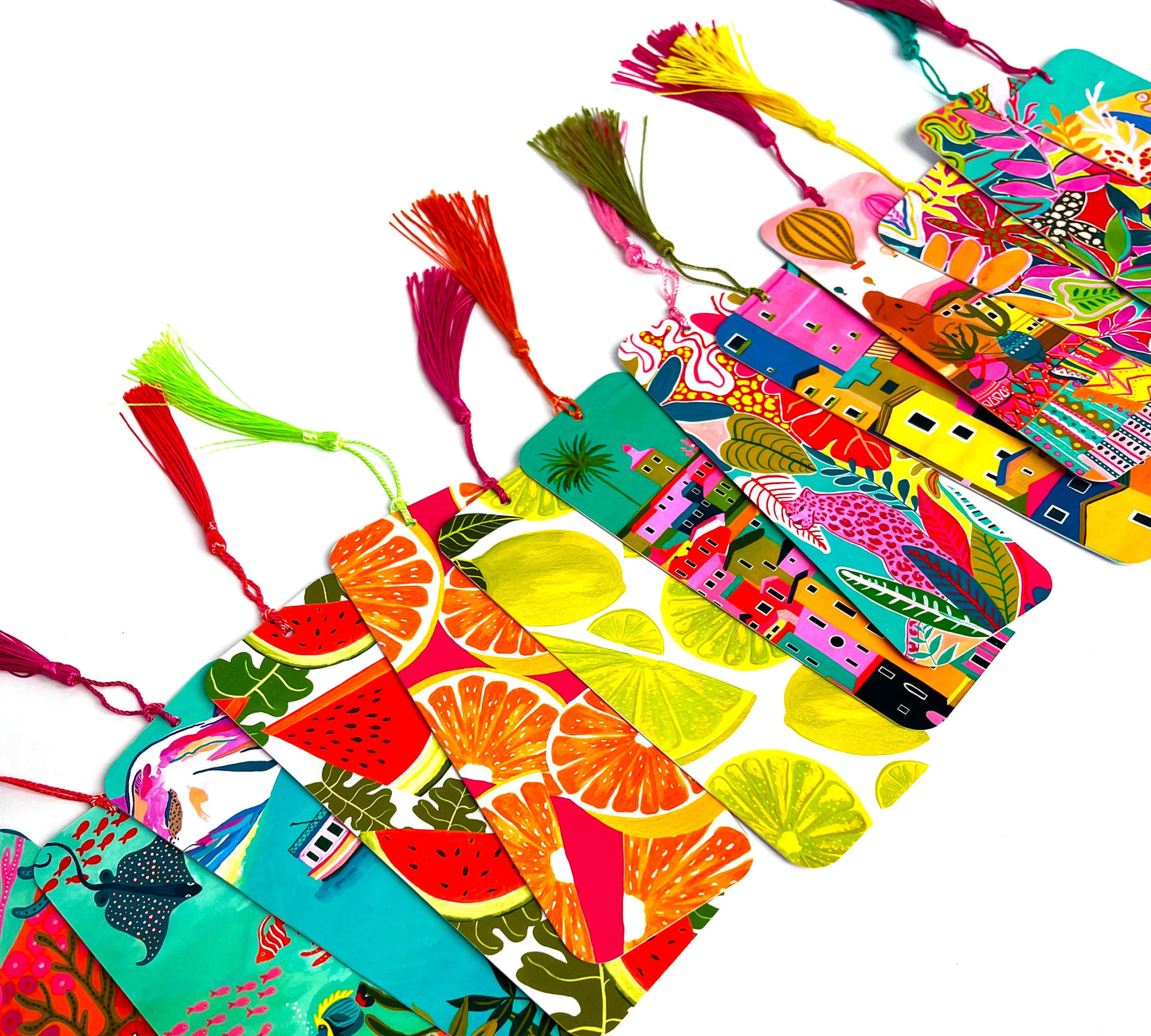Bookmarks , colourful bookmark , gift ideas , travel prints , tropicals , book accessories , colour , bright , bold