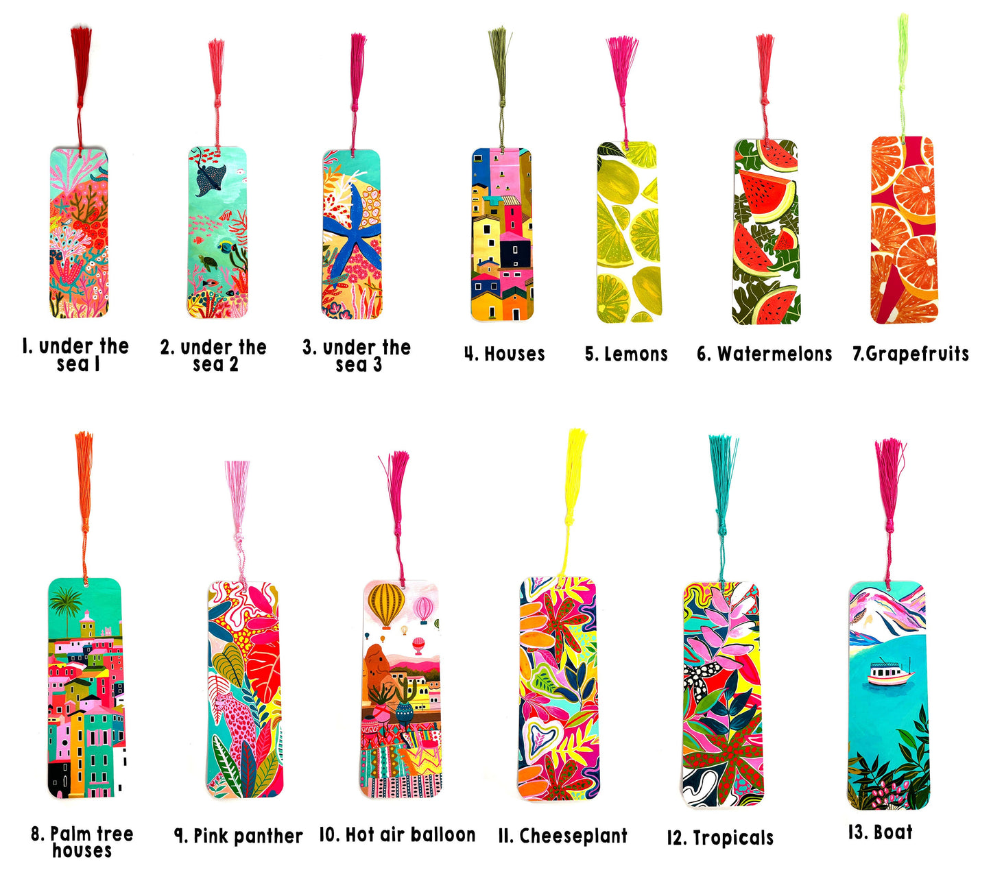 Bookmarks , colourful bookmark , gift ideas , travel prints , tropicals , book accessories , colour , bright , bold
