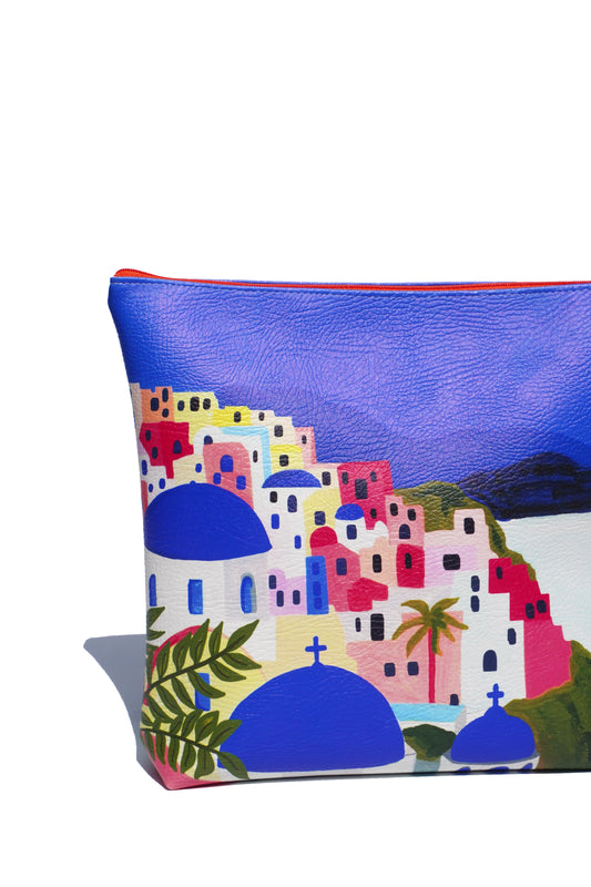 Santorini vegan leather cosmetic bag