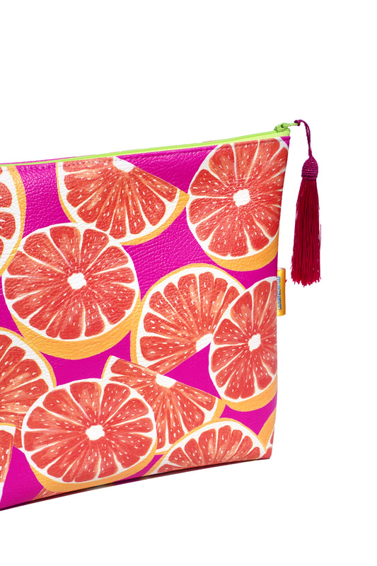 Grapefruit vegan leather cosmetic bag