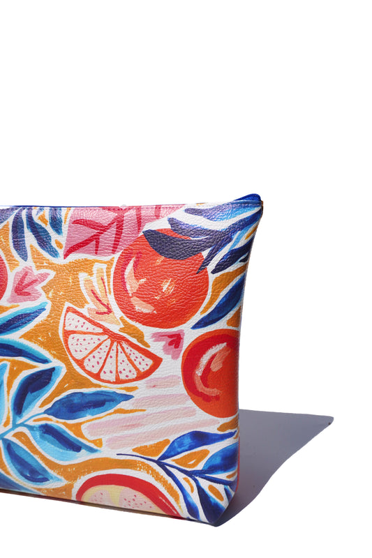 Oranges vegan leather cosmetic bag