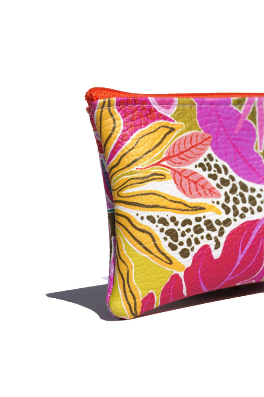 Vegan leather orange tropicals purse