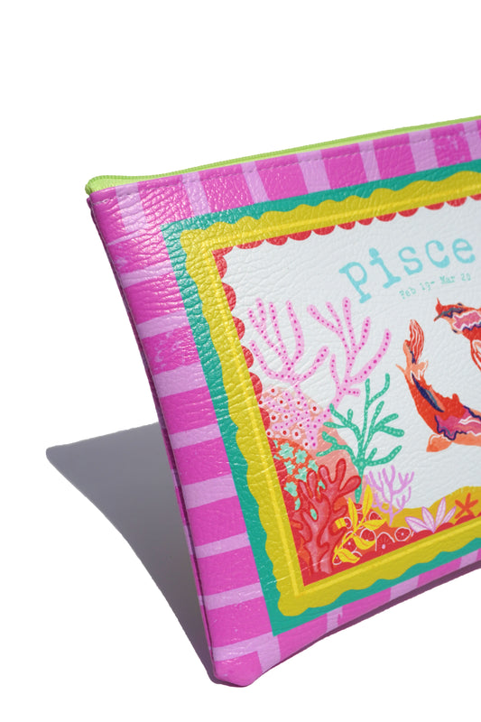 Pisces vegan leather makeup bag