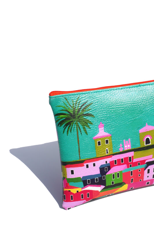 South of France vegan leather makeup bag