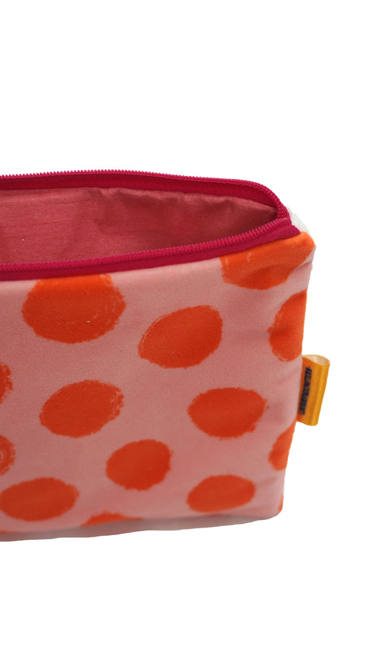 White tropicals velvet makeup bag