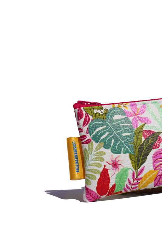 Vegan leather white tropicals purse