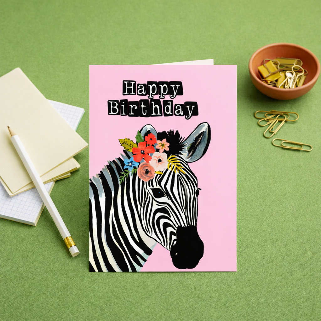 Zebra birthday card