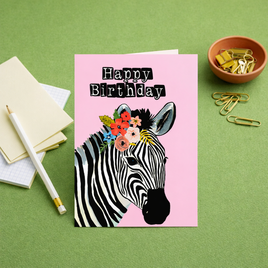 Zebra birthday card