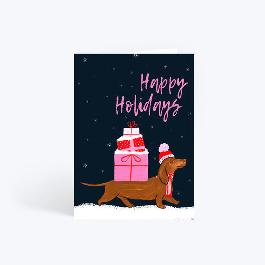 Sausage dog Christmas card