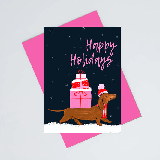 Sausage dog Christmas card