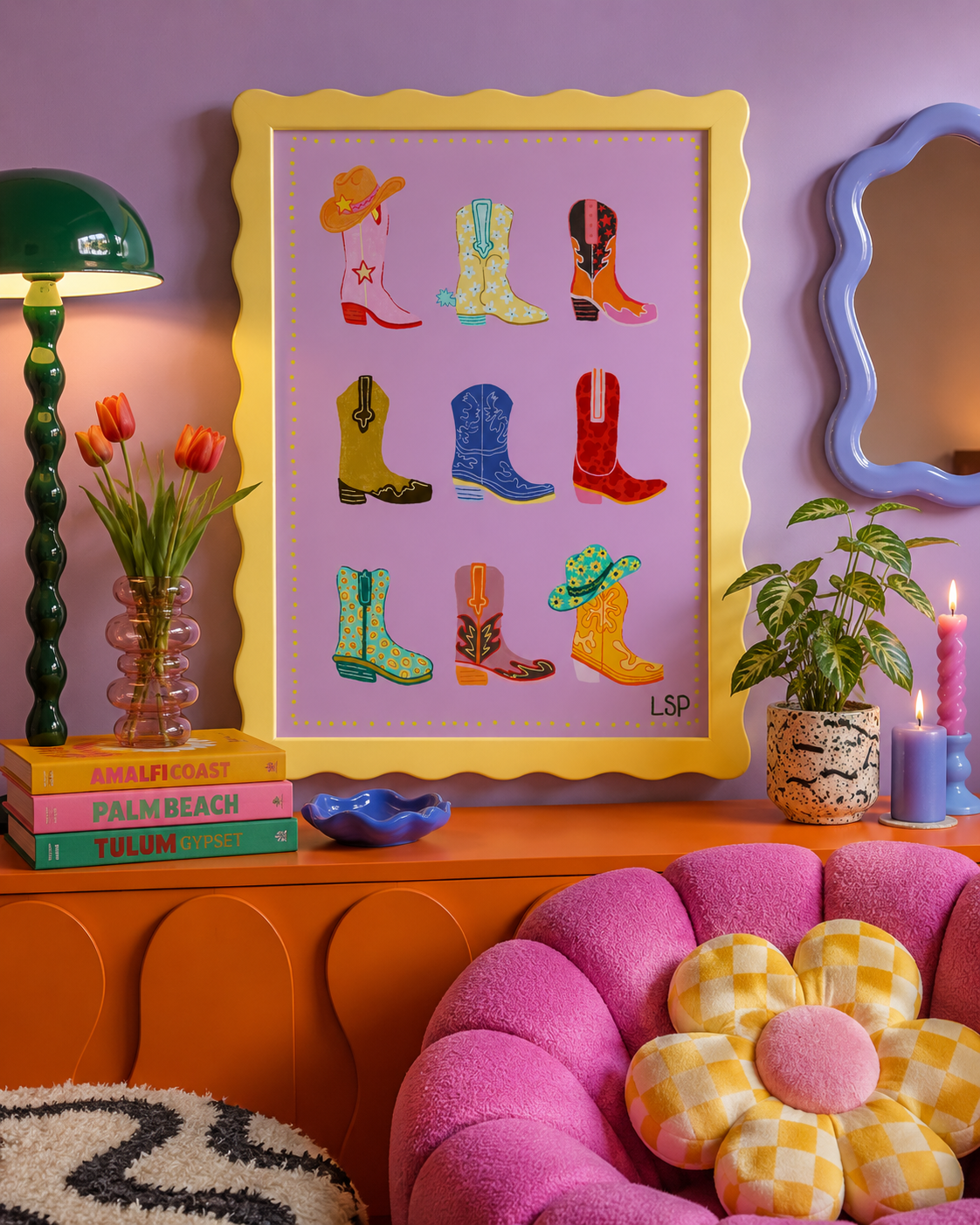 Funky cowboy boot print