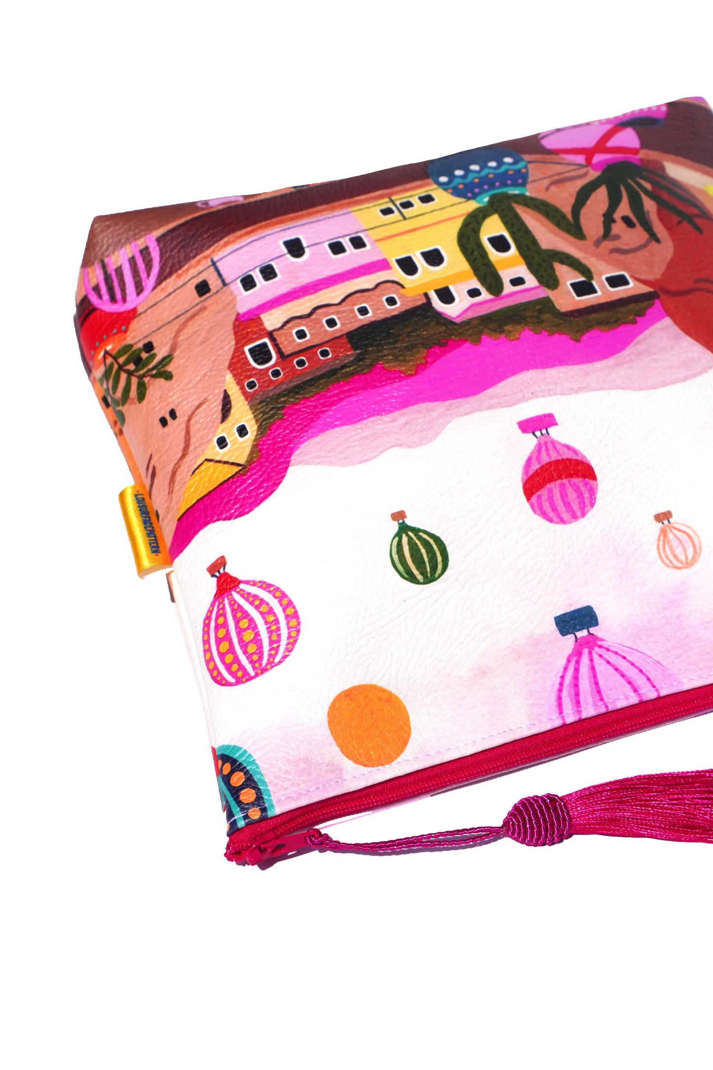 Hot air balloon vegan leather cosmetic bag