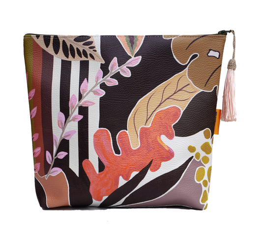 Moody stripped tropicals cosmetic bag