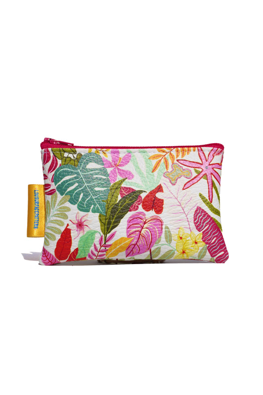 Vegan leather white tropicals purse