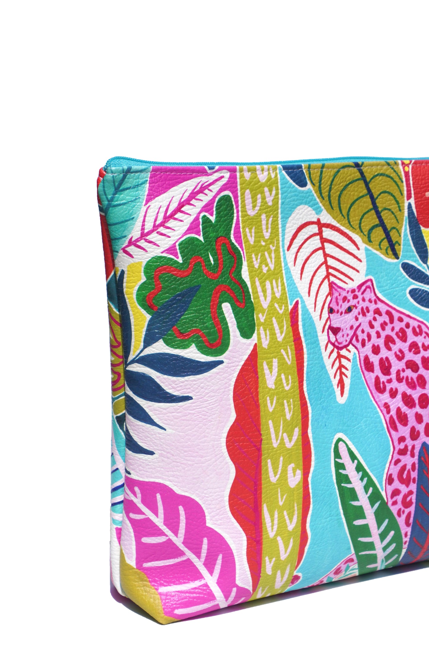 Pink panther vegan leather cosmetic bag