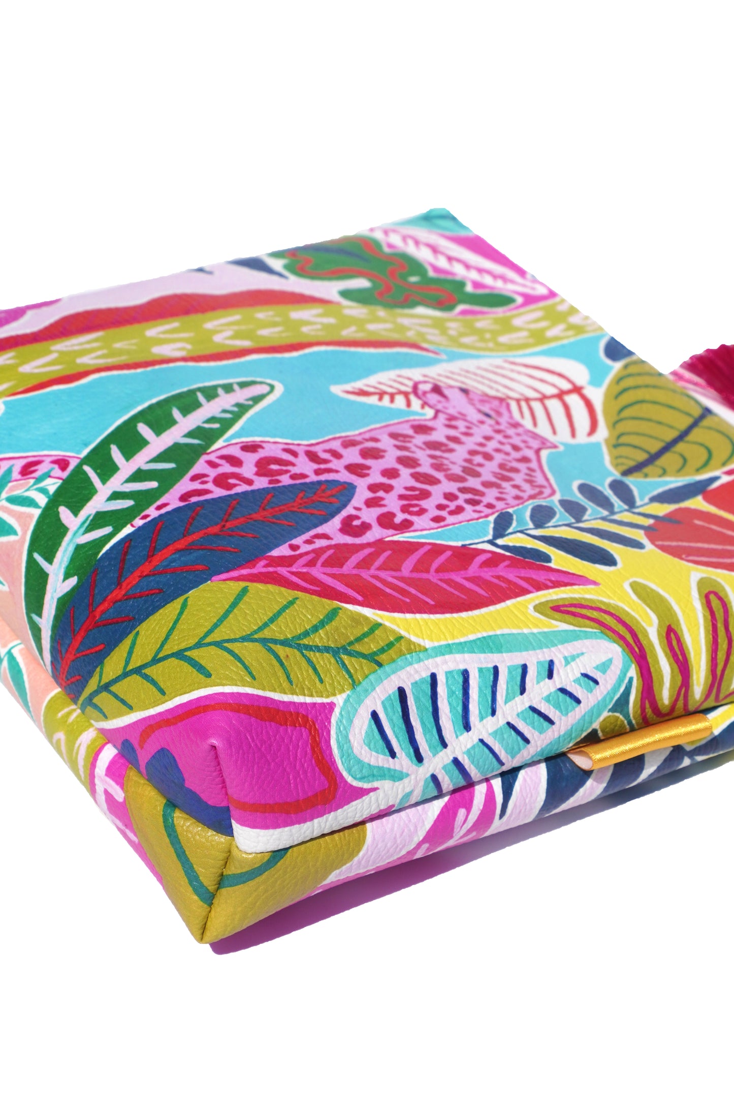 Pink panther vegan leather cosmetic bag