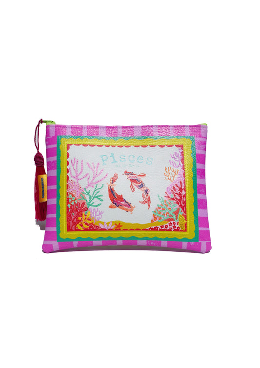 Pisces vegan leather makeup bag