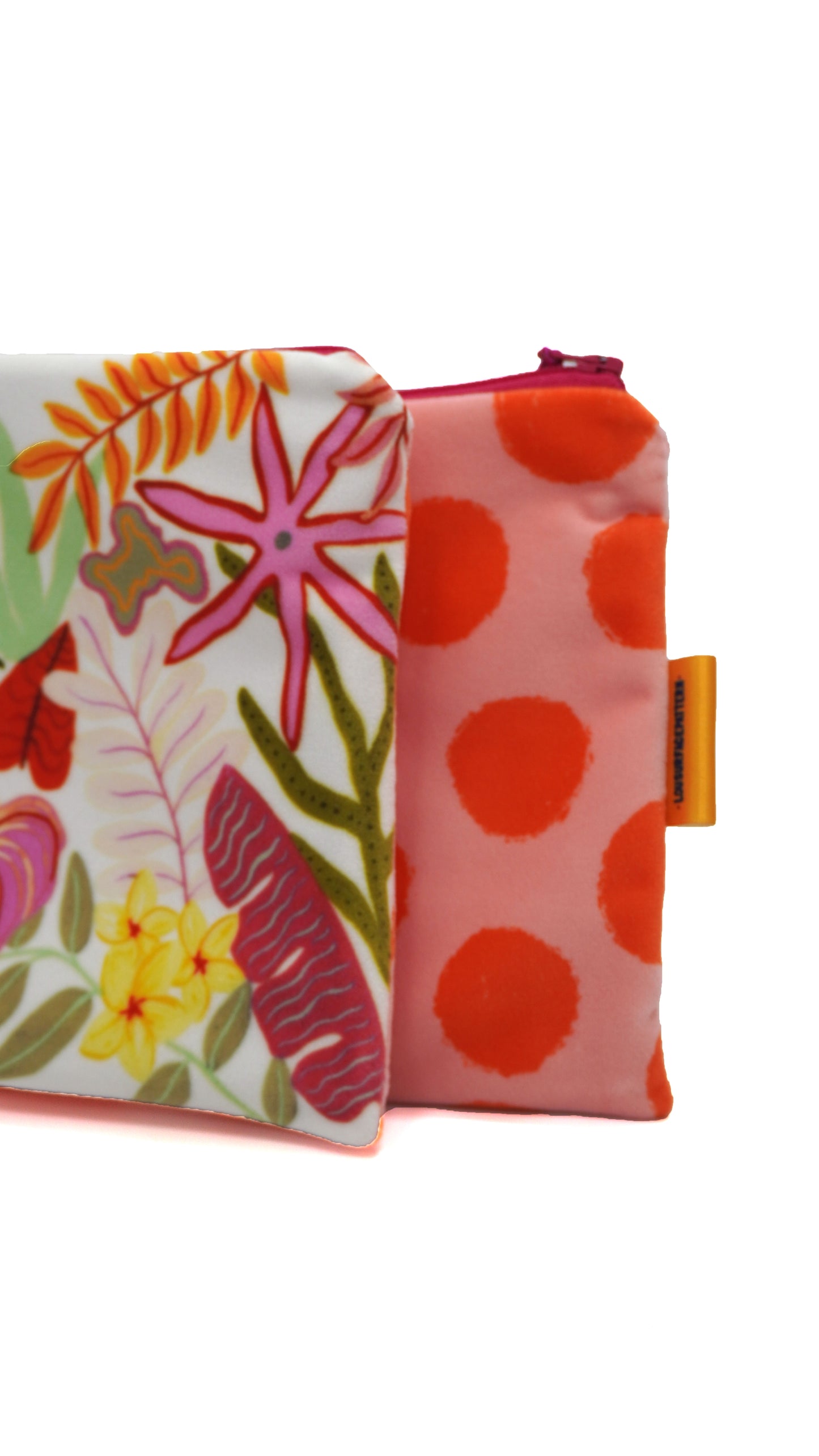 White tropicals velvet makeup bag
